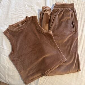 SKIMS velour high neck, sleeveless top and Jogger Set